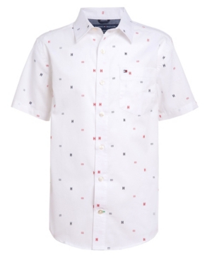 Big Boys Signature Print Short Sleeve Woven Shirt