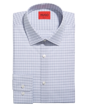 Hugo Hugo Boss Men's Mabel Slim-Fit Light Pastel Blue Check Poplin Dress Shirt