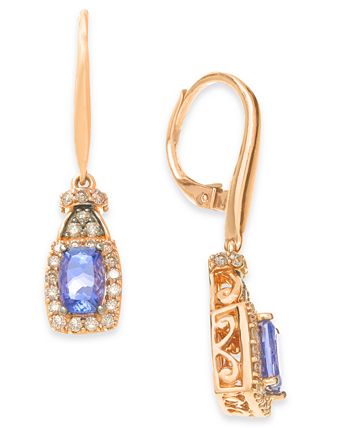 Le Vian - Blueberry Tanzanite (3/4 ct. t.w.), Nude Diamond (1/2 ct. t.w.) and Chocolate Diamond (1/10 ct. t.w.) Earrings in 14k Rose Gold