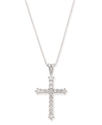 Diamond Cross Pendant Necklace in 14k White Gold (1/2 ct. t.w.)