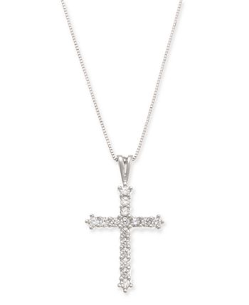 Macy's - Diamond Cross Pendant Necklace in 14k White Gold (1/2 ct. t.w.)