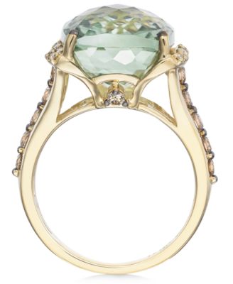 Mint Julep Quartz (9-3/4 ct. t.w.), White Diamond (1/8 ct. t.w.) and Chocolate Diamond (3/8 ct. t.w.) Ring in 14k Gold, Created for Macy's