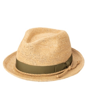 Men's Crochet Raffia Fedora with Grosgrain Bow Band Hat