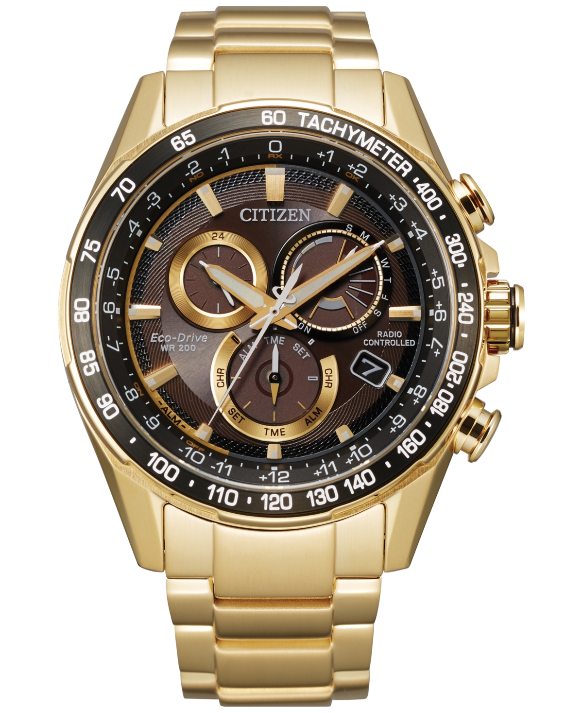 Citizen Eco-Drive Men's Chronograph PCAT Gold-Tone Stainless Steel Bracelet  Watch 43mm & Reviews - All Watches - Jewelry & Watches - Macy's
