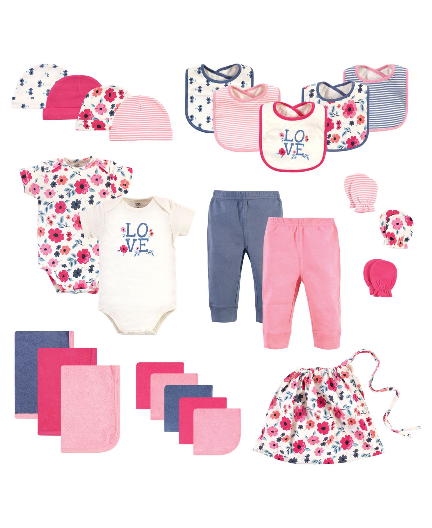 Комплекты Touched by Nature Natural Cotton Layette Set and Giftset для девочек, цвет: Синий с принтом — фото 1