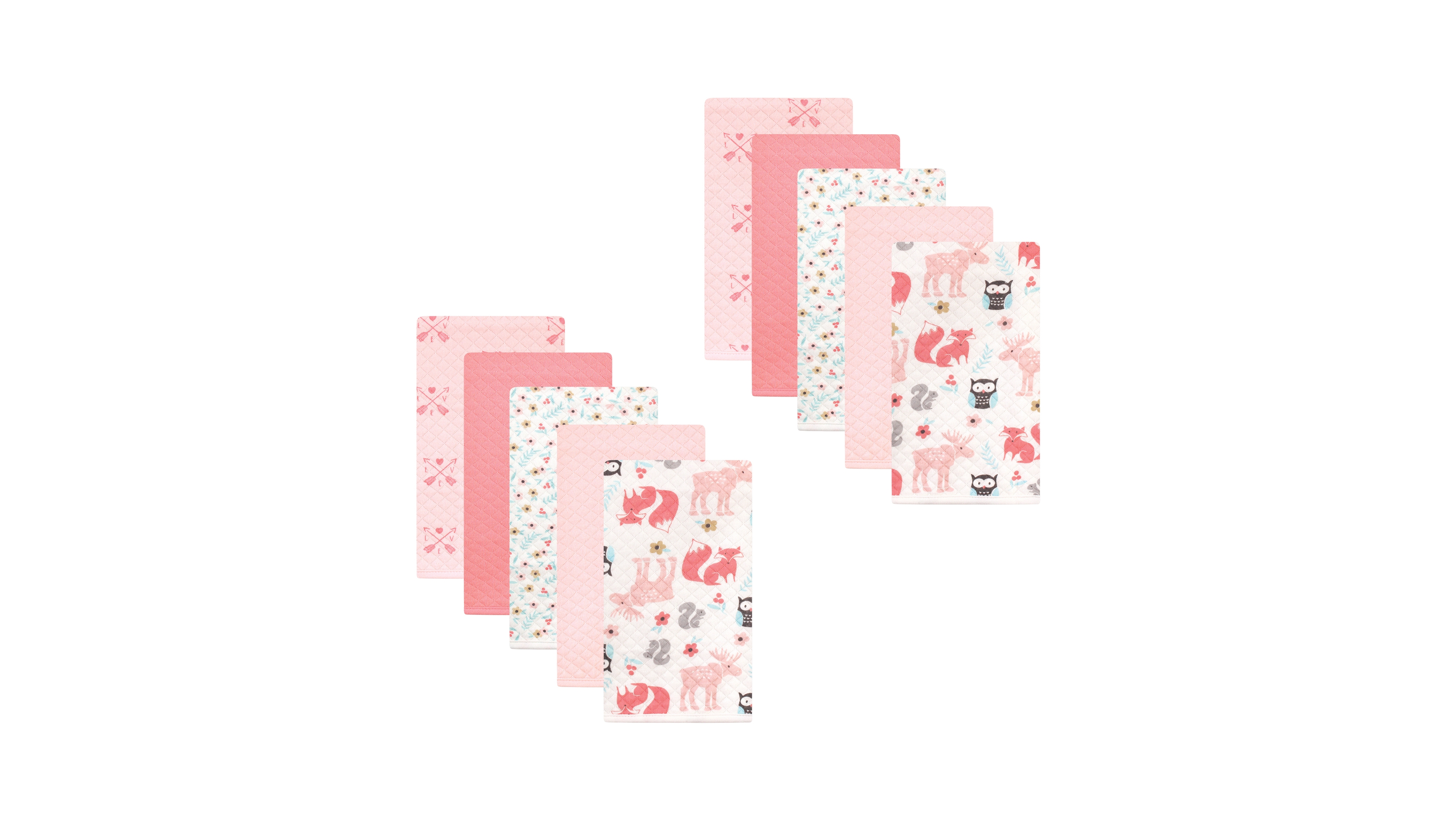 Hudson Baby Infant Girl Quilted Burp Cloths, One