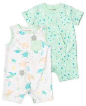 Mac & Moon Baby Boys Rompers with Pastel Turtle Print 2 Pack
