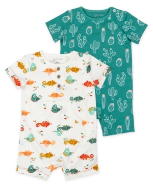 Mac & Moon Baby Boys Romper with Cactus and Chameleon Print 2 Pack