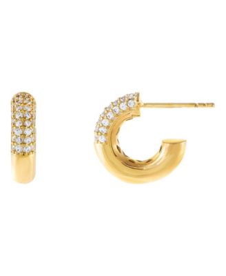 Adina's Jewels - Pave X Solid Mini Hoop Earring