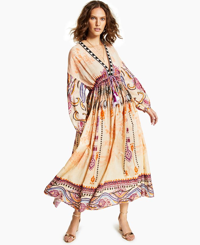 Drawstring waist sales maxi dress