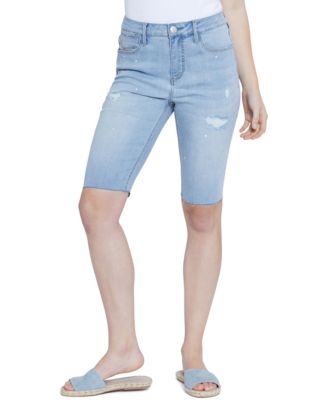 women's distressed bermuda jean shorts