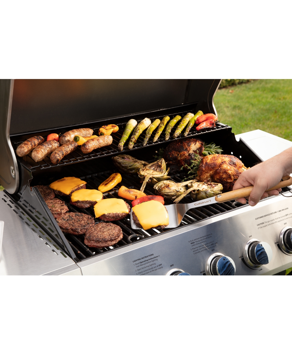 Cuisinart 4-pc. Ash Wood Grill Tool Set In Wood,stainless Steel