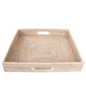 Artifacts Trading Company Artifacts Rattan Square Ottoman Tray With Cutout Handles In Open White