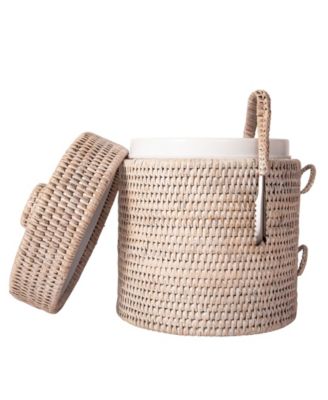 Artifacts Trading Company Rattan Ice Bucket with Tongs