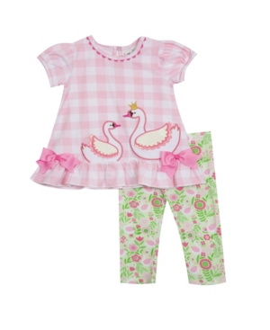 Rare Editions Little Girls 2 Piece Swan Applique Legging Set