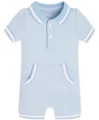 GUESS - Baby Boys Knit Pique Short-Sleeve Polo Logo Romper