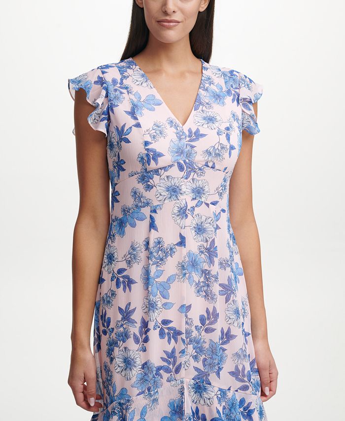 Tommy Hilfiger Women's Floral Print Tiered Shift Dress Pink Size 10
