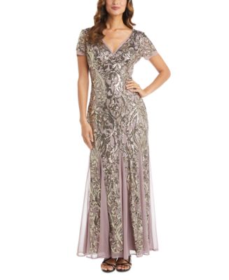 R & M Richards Sequin Godet Gown - Macy's