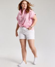 Plus Size Cotton Cuffed Shirt