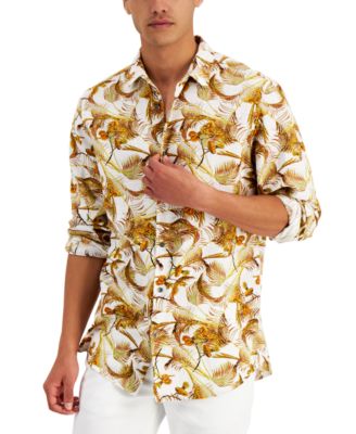 mens gauze button down shirt