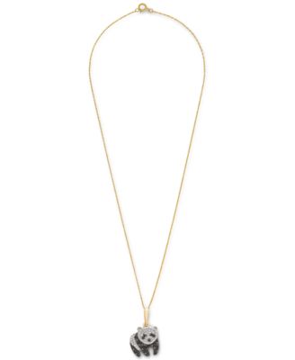 Black & White Diamond Panda 18" Pendant Necklace (1/10 ct. t.w.) in 10k Gold, Created for Macy's