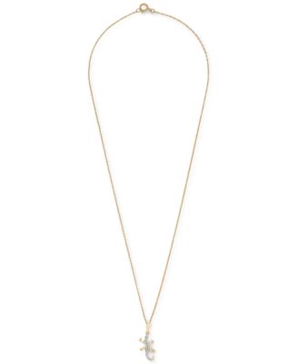 Diamond Lizard 18" Pendant Necklace (1/10 ct. t.w.) in 10k Gold,Created for Macy's