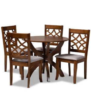 Baxton Studio Sandra Modern And Contemporary Fabric Upholstered 5 Piece Dining Set In Walnut Brown