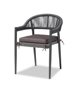 Baxton Studio Wendell Modern And Contemporary Rope And Metal Outdoor Dining Chair In Gray