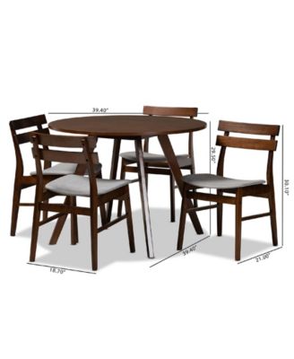 Eiko Mid-Century Modern Transitional Fabric Upholstered 5 Piece Dining Set