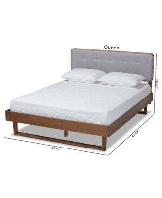Natalia Mid-Century Modern Fabric Upholstered Queen Size Platform Bed