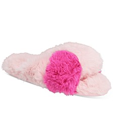 Women's Faux-Fur Crossband Slippers, Created for Macy's