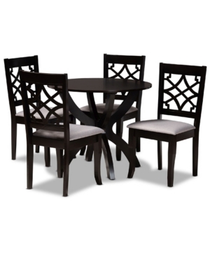 Baxton Studio Sandra Modern And Contemporary Fabric Upholstered 5 Piece Dining Set In Dark Brown