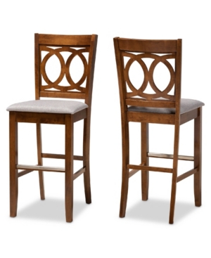 Baxton Studio Violet Modern And Contemporary Fabric Upholstered 2 Piece Counter Height Pub Chair Set In Walnut Brown