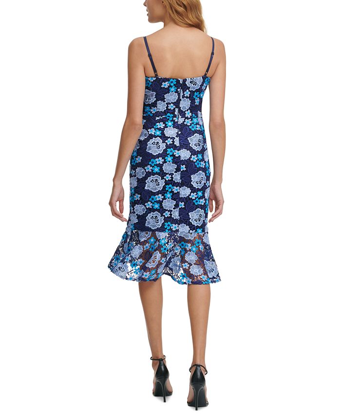 GUESS Floral Lace Midi Slip Dress - Macy's