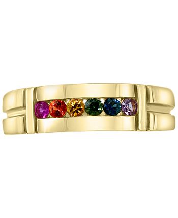 EFFY Collection - Men's Multi-Sapphire Ring (1/3 ct. t.w.) in 14k Gold