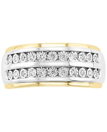 EFFY Collection - Men's Diamond Double-Row Ring (1/4 ct. t.w.) in 14k Gold & White Gold