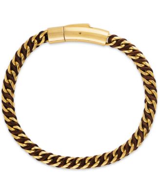 Nylon Cord Statement Bracelet in Gold Ion-Plated Stainless Steel or Stainless Steel, Created for Macy's 