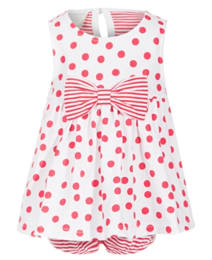 First Impressions Baby Girls Bow & Dot Cotton Sunsuit Created for Macy's
