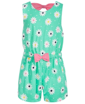First Impressions Baby Girls Daisies Cotton Romper, Created For Macy's In Bold Mint