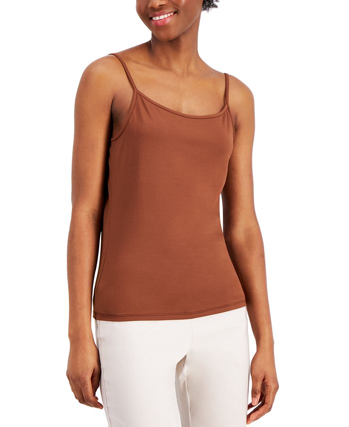 Alfani Women's Scoop-Neck Knit Camisole Tank, Created for Macy's, Down to Earth, Xs