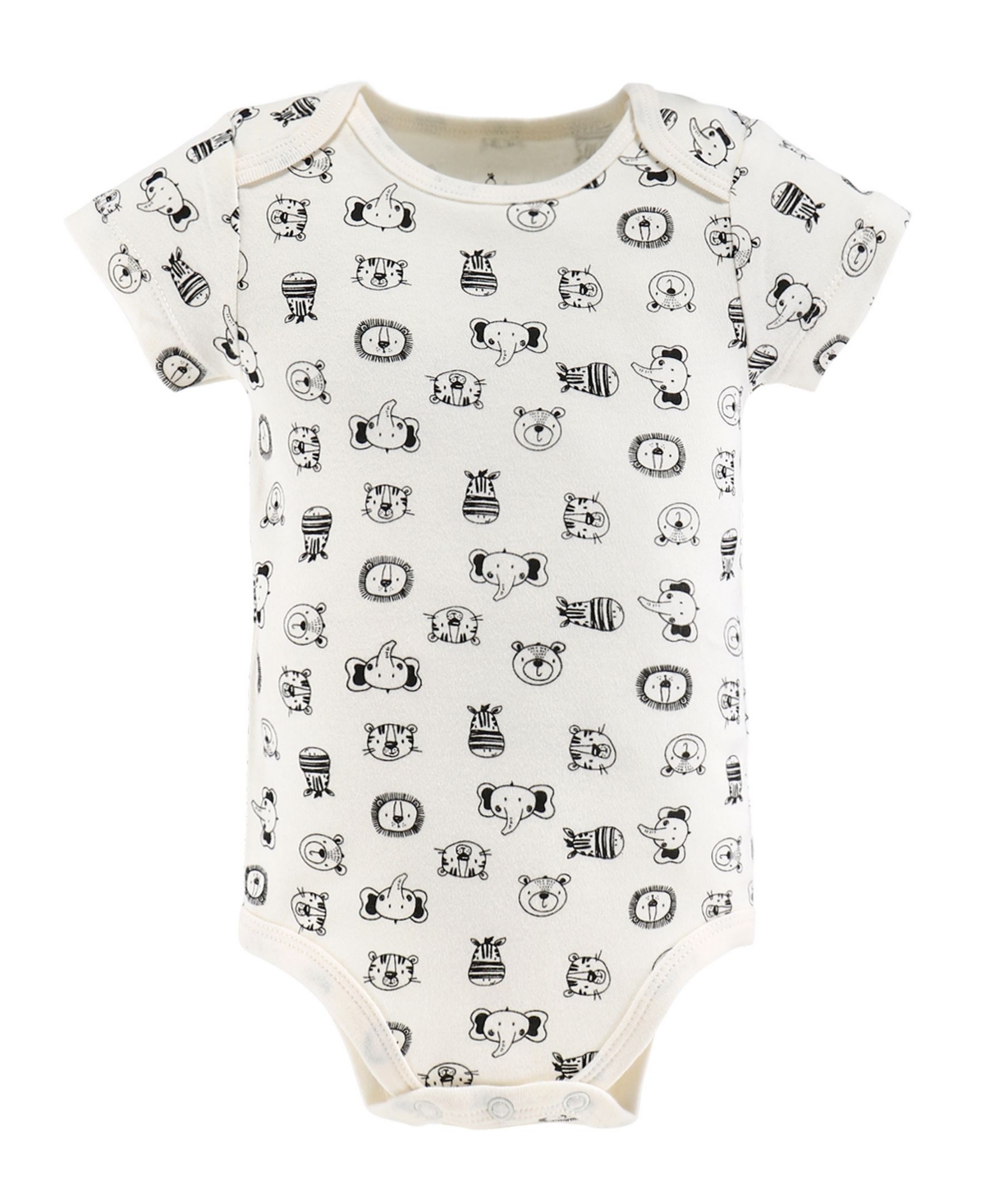 The Peanutshell Baby Girls Short Sleeve Bodysuits, 5 Pack, Safari Animals -black/yellow