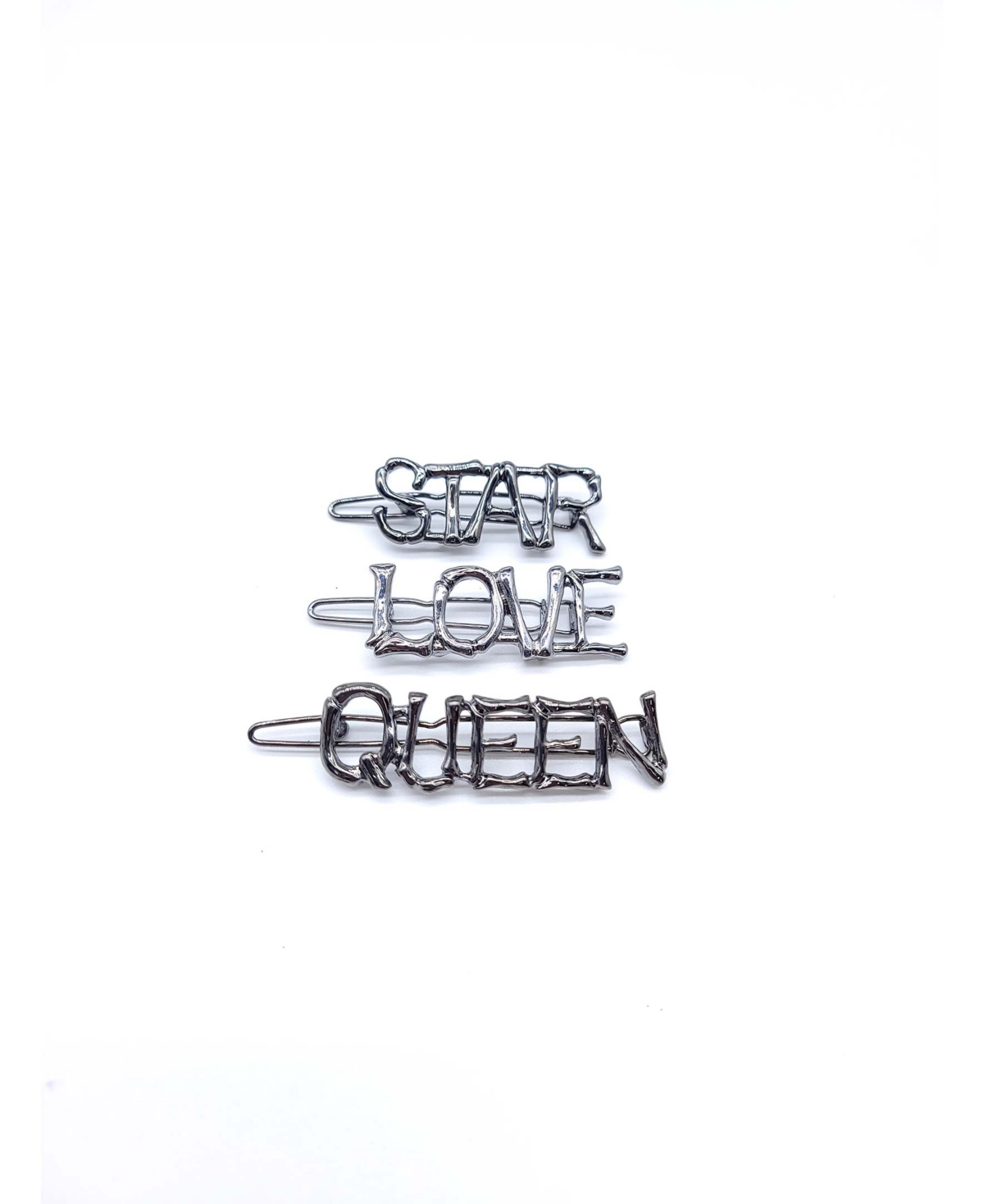 Women's Tree-Branch Words Barrettes Set, Pack of 3 - Silver