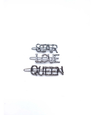 Soho Style Women's Tree-branch Words Barrettes Set, Pack Of 3 In Silver