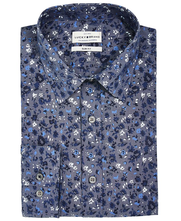 Lucky Brand Men's Slim-Fit Moisture-Wicking Floral-Print Dress Shirt ...