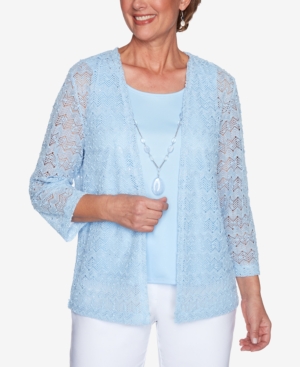 Alfred Dunner Popcorn Knit 2 For 1 Top In Cornflower