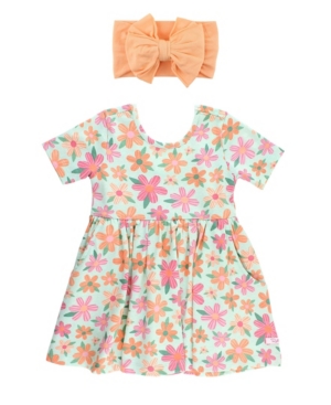 Baby Girls Twirl Dress and Bow Headband Set