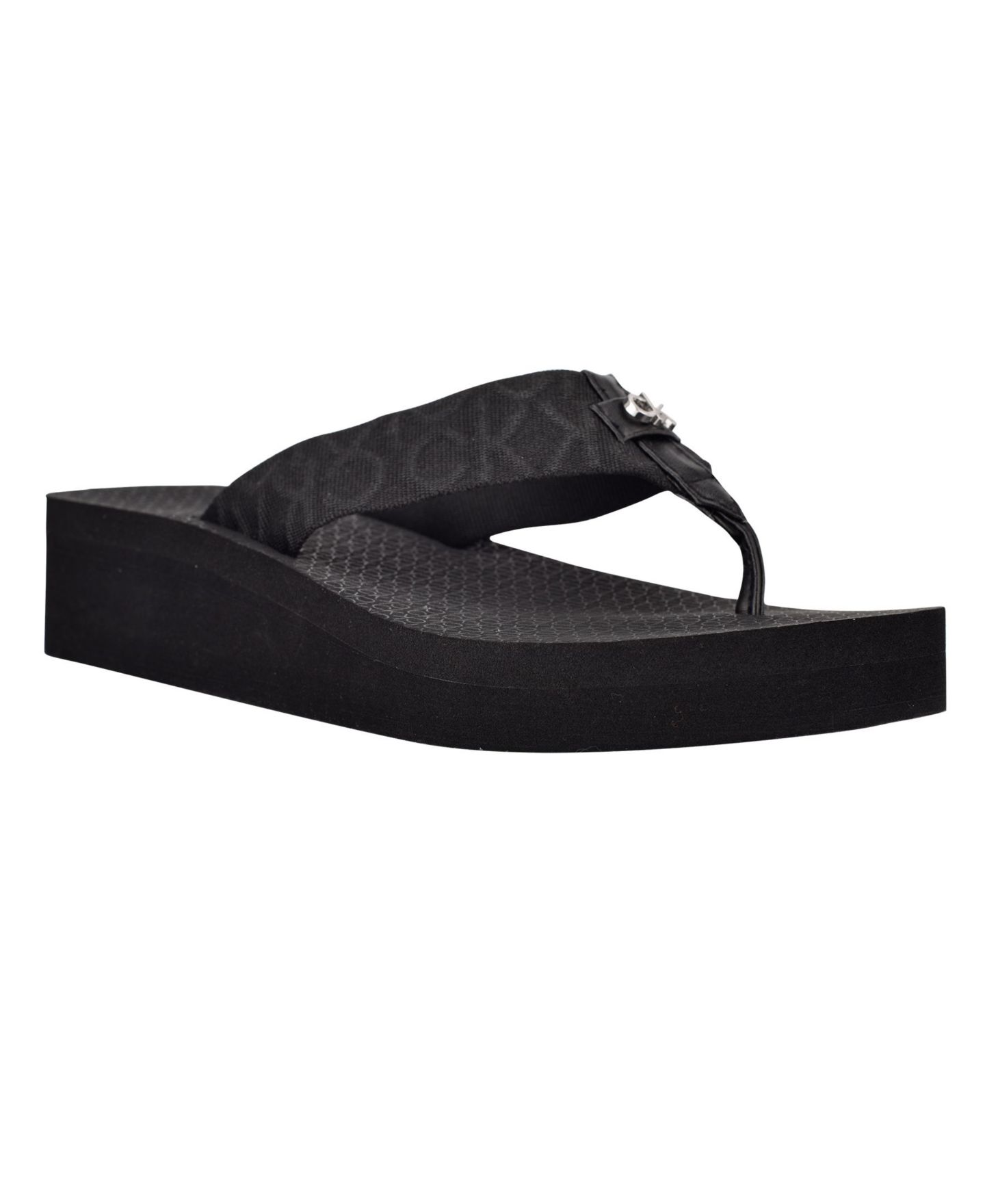 Женские сандалии Calvin Klein Meena Logo Platform Flip-Flop, цвет: Чёрный — фото 1