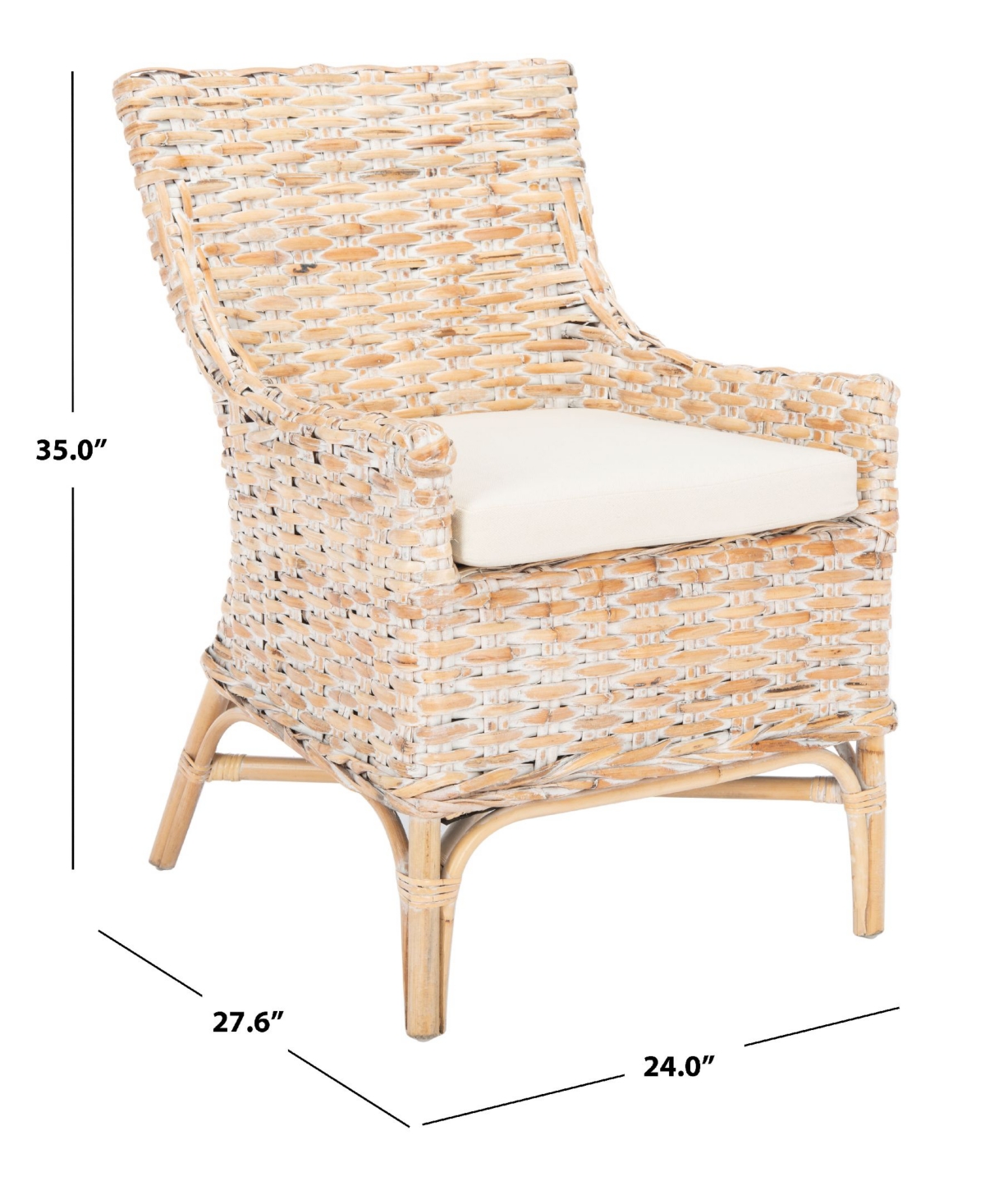 Safavieh Cristen Rattan Accent Chair With Cushion In White