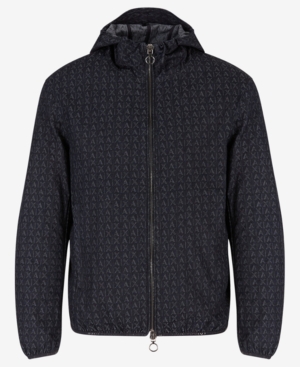 AX Armani Exchange Men's Micro Logo Hooded Denim Jacket