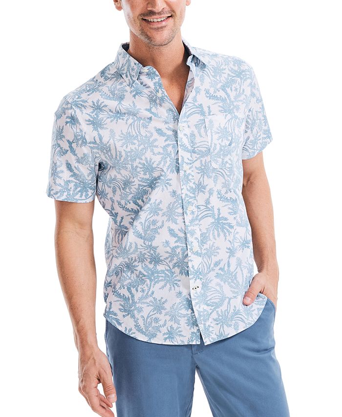Nautica Men's Classic-Fit Stretch Palm-Print Oxford Shirt - Macy's